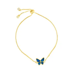 14k Gold Plated Blue Butterfly Bolo Bracelet