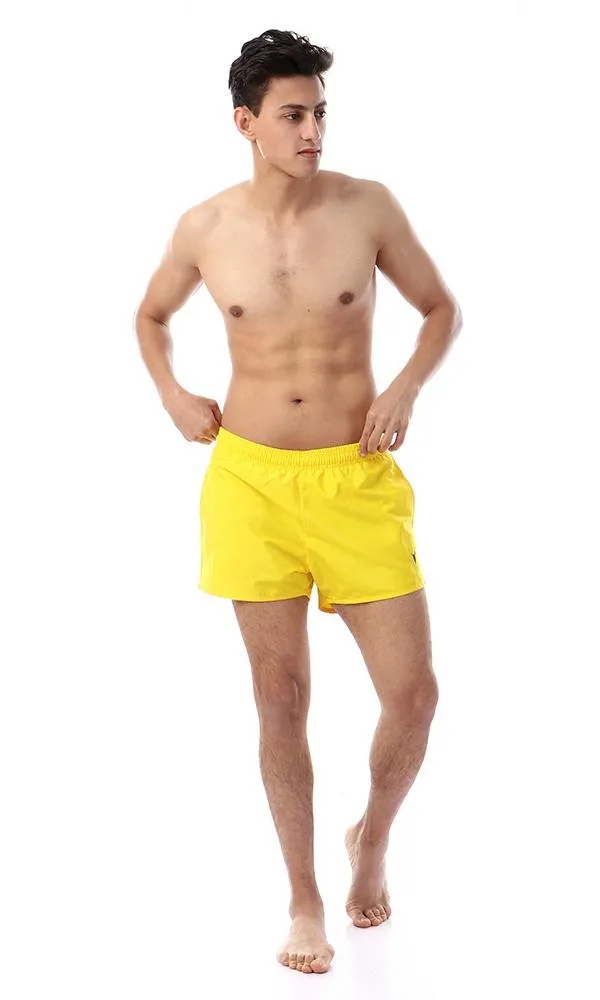 39765 Plain Elastic Waist Yellow Swim Shorts