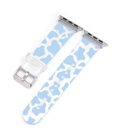 Blue Cow Print Clear Smartwatch Strap