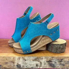 Corkys Carley Turquoise Canvas Wedge