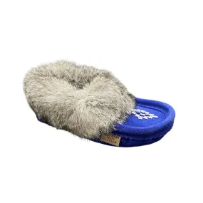 Kid’s Fur Moccasin - Royal Blue Suede