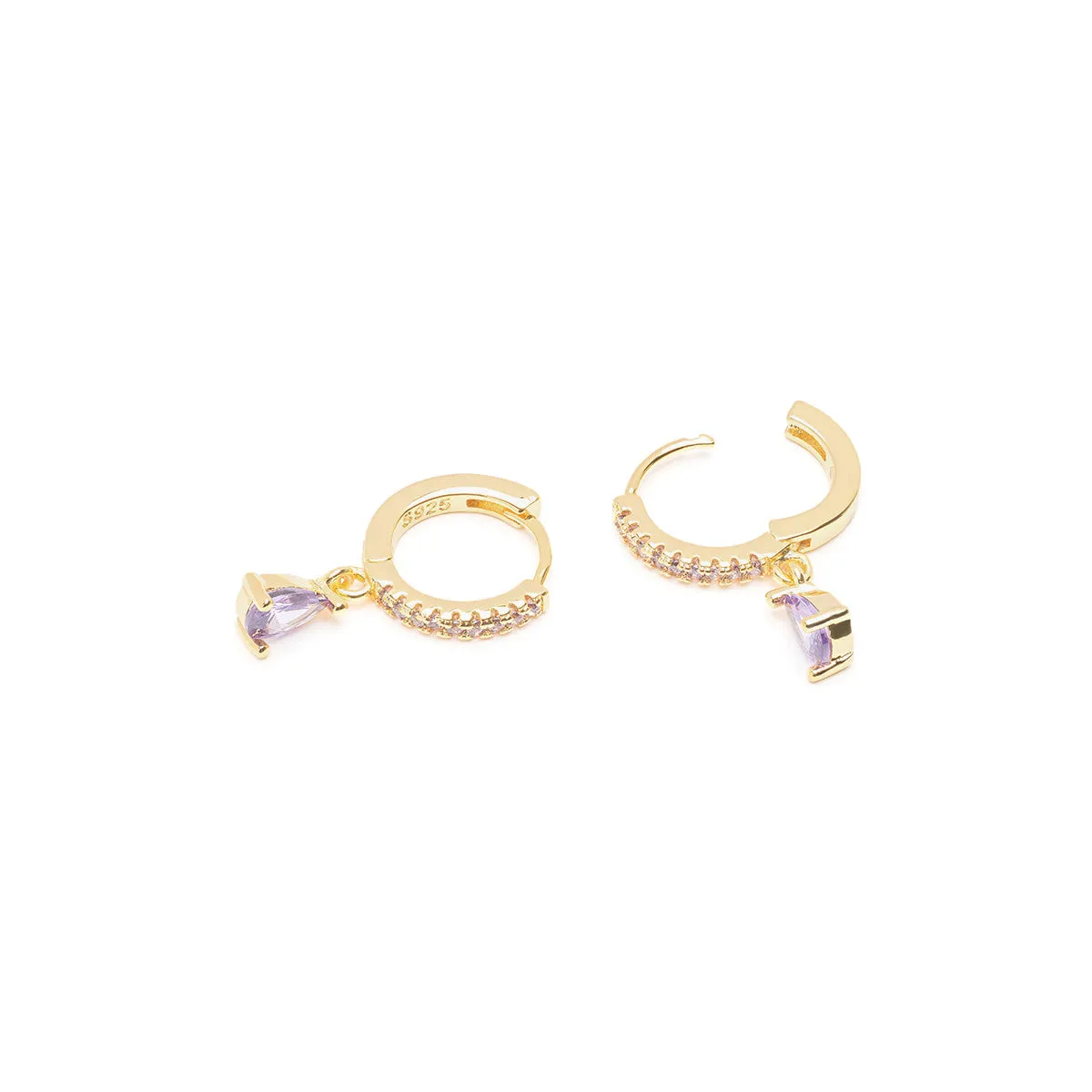 Purple Drop Huggie Hoops