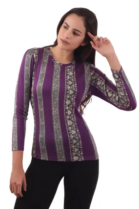 Purple Patterned Striper Top